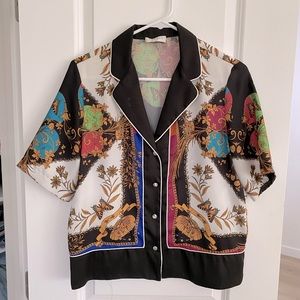 Sandro Paris button blouse butterflies